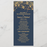 Hochzeitsprogramm für Solid Navy Blue Gold String