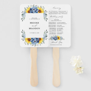 Hochzeitsprogramm für Sonnenblumen-Blauschiefer Fächer