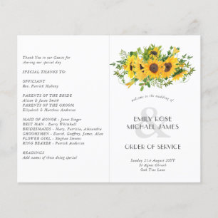 Hochzeitsprogramm für Sonnenblumen oder andere Ver