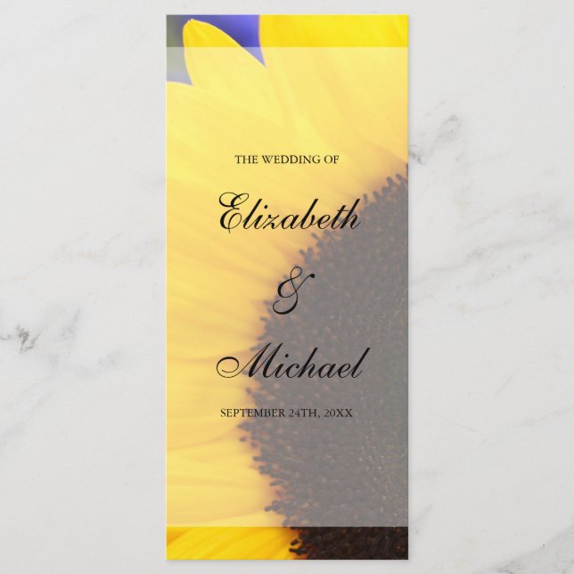 Hochzeitsprogramm für Sonnenblumen Programm (Vorderseite)