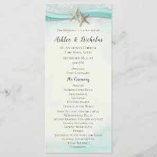 Hochzeitsprogramm für Starfish und Lace Aqua Programm