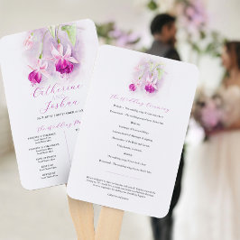 Hochzeitsprogramm für tiefrosa Wasserfarbe Fächer