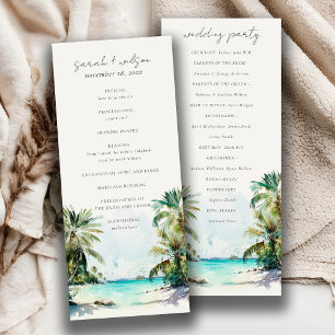 Hochzeitsprogramm für Tropical Sand Beach Palmen Einladung
