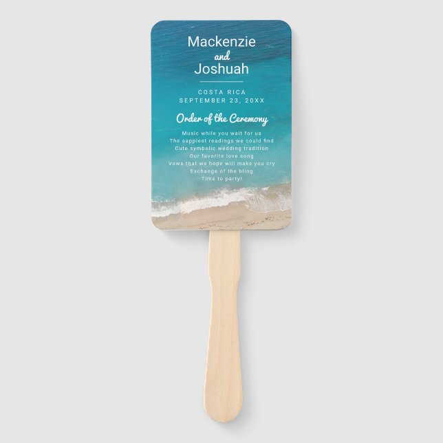 Hochzeitsprogramm für tropische Sandstrände Fächer (Vorderseite)