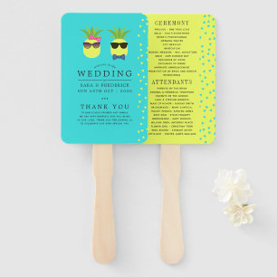 Hochzeitsprogramm für Türkis und Lemon Fächer