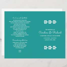 Hochzeitsprogramm für türkisfarbene Weiße Branchen