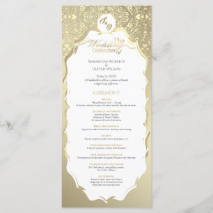 Hochzeitsprogramm für verzierte Monogramme in Gold Programm