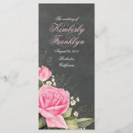 Hochzeitsprogramm für Vintag-rosa-Blumenkalkplatte Programm