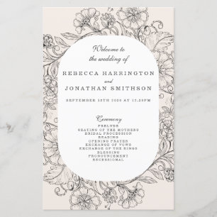 Hochzeitsprogramm für Vintage Blumen