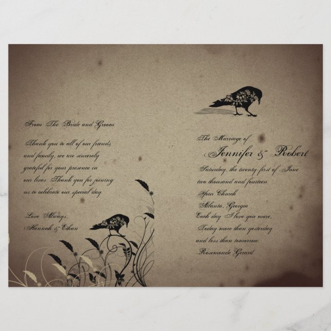 Hochzeitsprogramm für Vintage Gotik (Vorderseite)