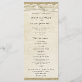 Hochzeitsprogramm für Vintage Spitzen und Burlap Programm