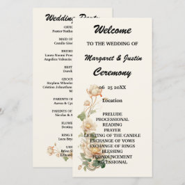 Hochzeitsprogramm für Vintage Wedding Lotus Blume