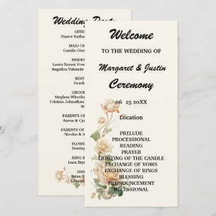 Hochzeitsprogramm für Vintage Wedding Lotus Blume