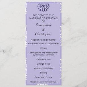 Hochzeitsprogramm für Violet Blue Damask Programm
