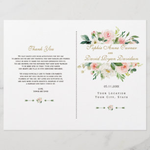 Hochzeitsprogramm für Wasserfarben-Blütencreme
