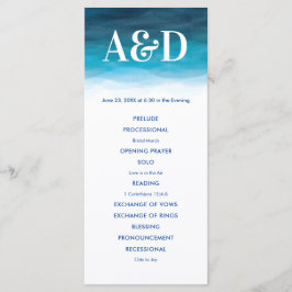 Hochzeitsprogramm für Wasserfarben im Meer, Blue W Programm