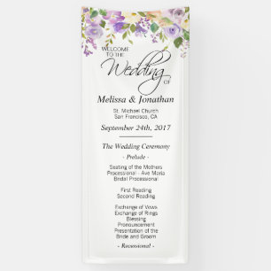 Hochzeitsprogramm für Wasserfarben Lila Lavendel Banner