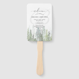 Hochzeitsprogramm für Wasserfarben-Pine-Wald Fächer