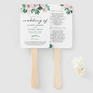 Hochzeitsprogramm für Wasserfarben und Weißes Grün Fächer