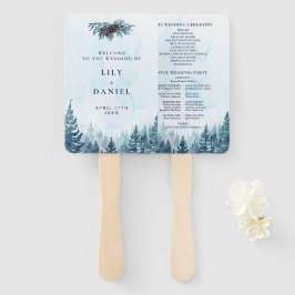 Hochzeitsprogramm für Wasserfarben-Winter-Kiefernw Fächer