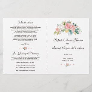 Hochzeitsprogramm für Wasserfarbenblush White Blum
