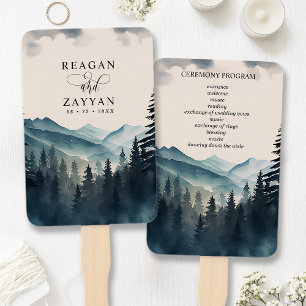 Hochzeitsprogramm für Wasserfarbenen Pine Tree Mou Fächer