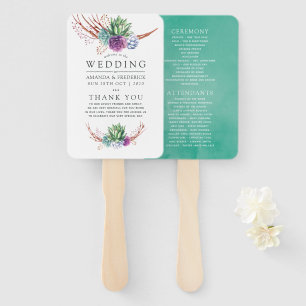Hochzeitsprogramm für Watercolor Wüstensukkulente Fächer