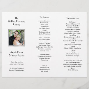 Hochzeitsprogramm für weißes dreifaches Foto Templ