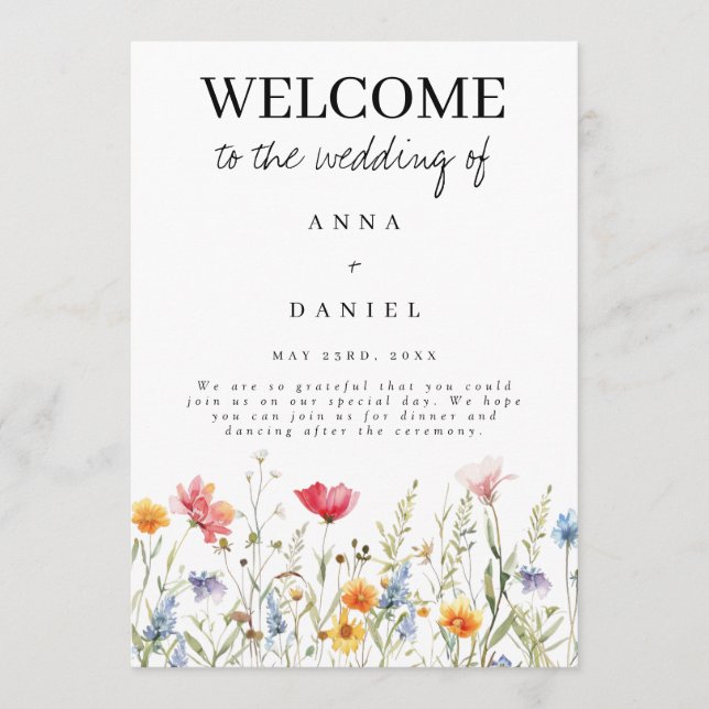 Hochzeitsprogramm für Wildblumen Programm (Vorderseite)