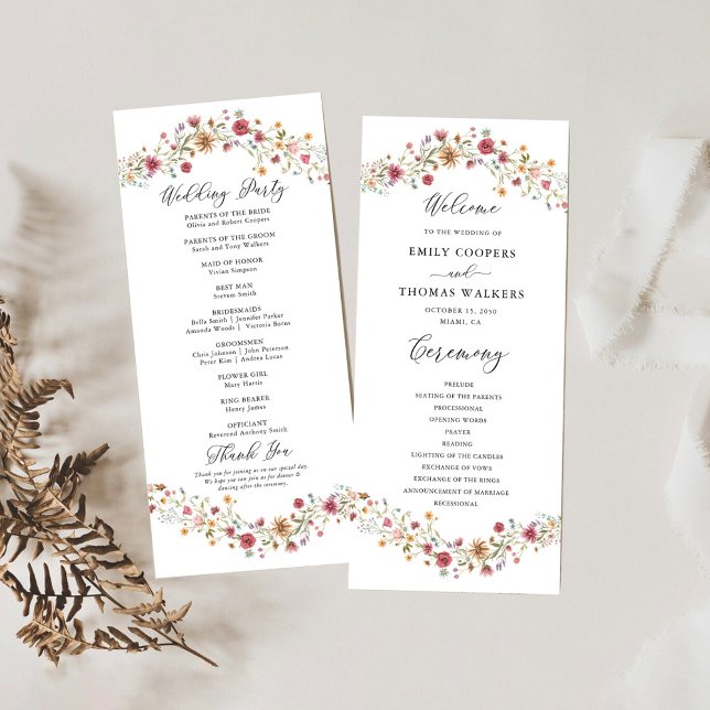 Hochzeitsprogramm für Wildblumen Programm (Von Creator hochgeladen)