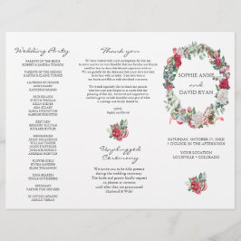 Hochzeitsprogramm für Winter-Blumenreath Tri+Fold