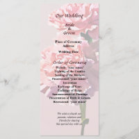 Hochzeitsprogramm für zwei rosa Nelken