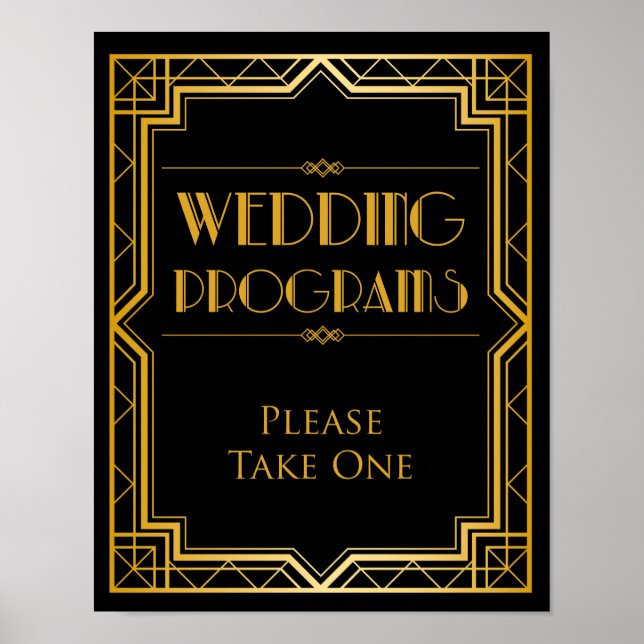 Hochzeitsprogramm | Gatsby Art Deco Poster (Vorne)