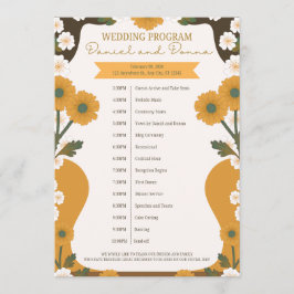 Hochzeitsprogramm – Gelbe und Weiße Blumengrenze D Programm