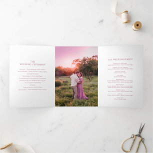 Hochzeitsprogramm Glückshufeisen rosa Band Foto Dreifach-gefaltete Programmkarte