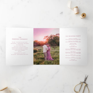 Hochzeitsprogramm Glückshufeisen rosa Band Foto Dreifach-gefaltete Programmkarte