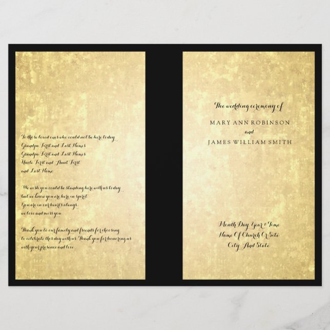 Hochzeitsprogramm Gold Foil Look Stars Confetti (Vorderseite)