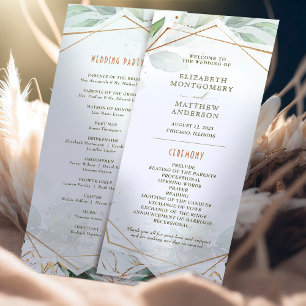 Hochzeitsprogramm Green & Gold Geometric Boho Programm