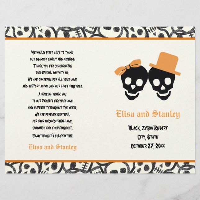 Hochzeitsprogramm Halloween Orange und Schwarzer S (Vorderseite)