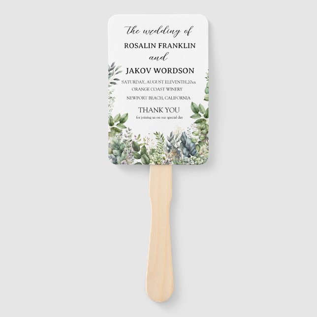 Hochzeitsprogramm-Handfächer Fächer (Vorderseite)