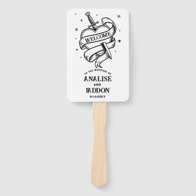 Hochzeitsprogramm Herz Tattoo Traditionell Fächer (Vorderseite)