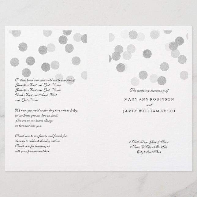 Hochzeitsprogramm Imitate Silberfolie Glitzer Ligh (Vorderseite)