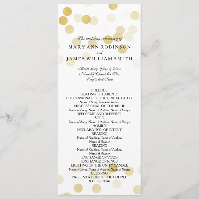 Hochzeitsprogramm Imitats Gold Foil Glitzer Lights Programm (Vorderseite)