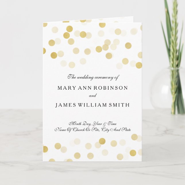 Hochzeitsprogramm Imitats Gold Foil Glitzer Lights Programm (Vorderseite)