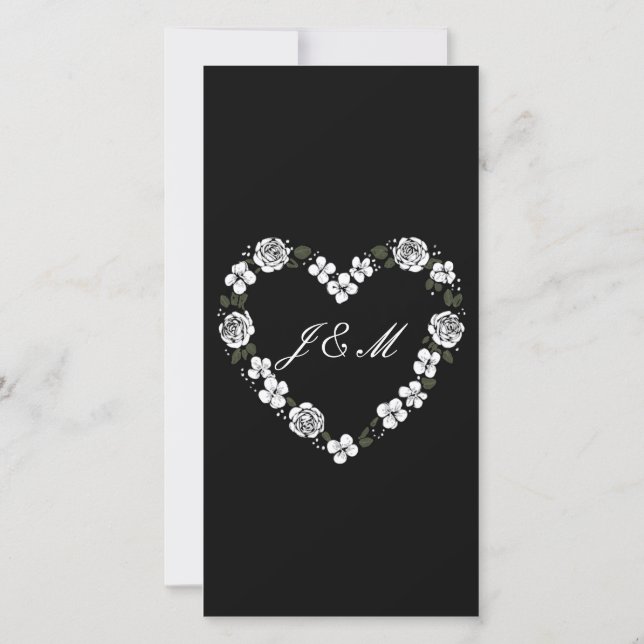 Hochzeitsprogramm in Schwarz und Weiß Feiertagskarte (Rückseite)