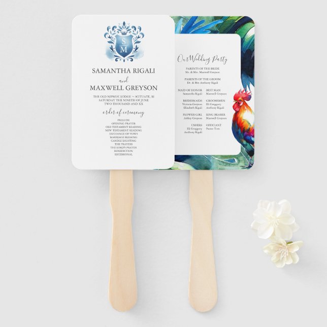 Hochzeitsprogramm Key West Florida Fächer (Vorne und Hinten)