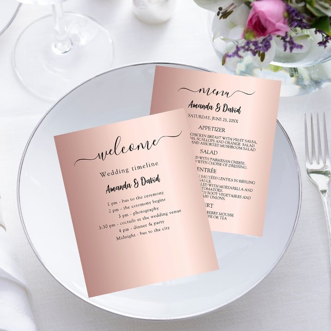 Hochzeitsprogramm Menü Rose Gold Budget (Von Creator hochgeladen)