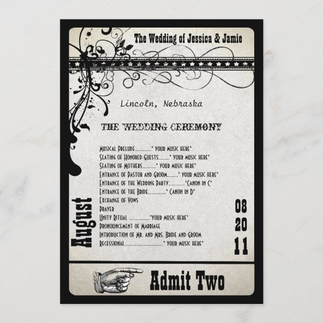 Hochzeitsprogramm Metallic Silber Programm (Vorderseite)