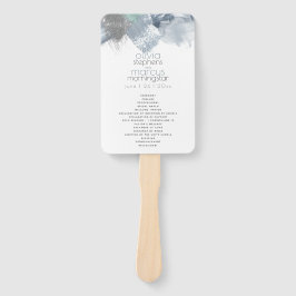 Hochzeitsprogramm | Modern Dusty Blue Brushstroke Fächer