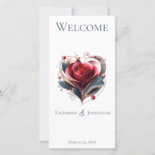 Hochzeitsprogramm Moderne Herz-gestaltete Rose